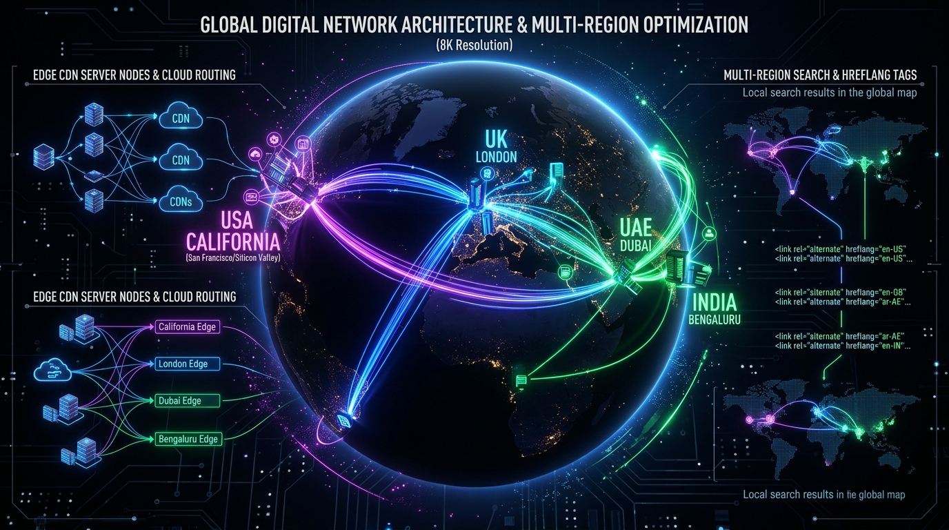 International Technical SEO Architecture Across USA, UK, UAE, India - Web Vistara
